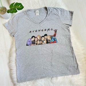 All Super Hero Avengers Friends V-Neck T-Shirt For Marvel Fan, L